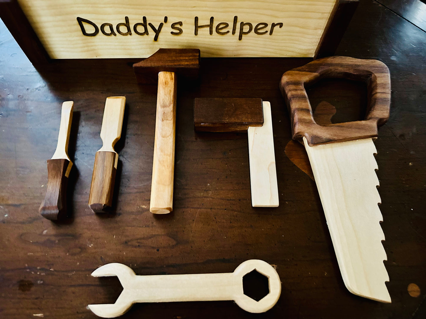 Really Cool, Kids Toy!!! High Quality- Handcrafted - (customizable) Laser Engraved The “Daddy’s Helper” Toolbox