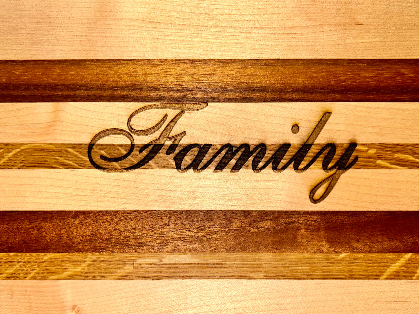 High Quality- Handcrafted- Laser Engraved Wooden “Family” Cutting Board