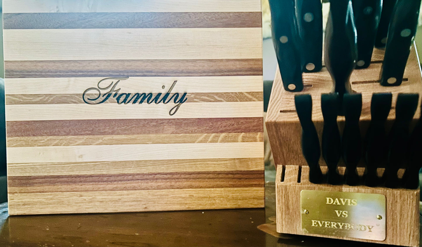 High Quality- Handcrafted- Laser Engraved Wooden “Family” Cutting Board