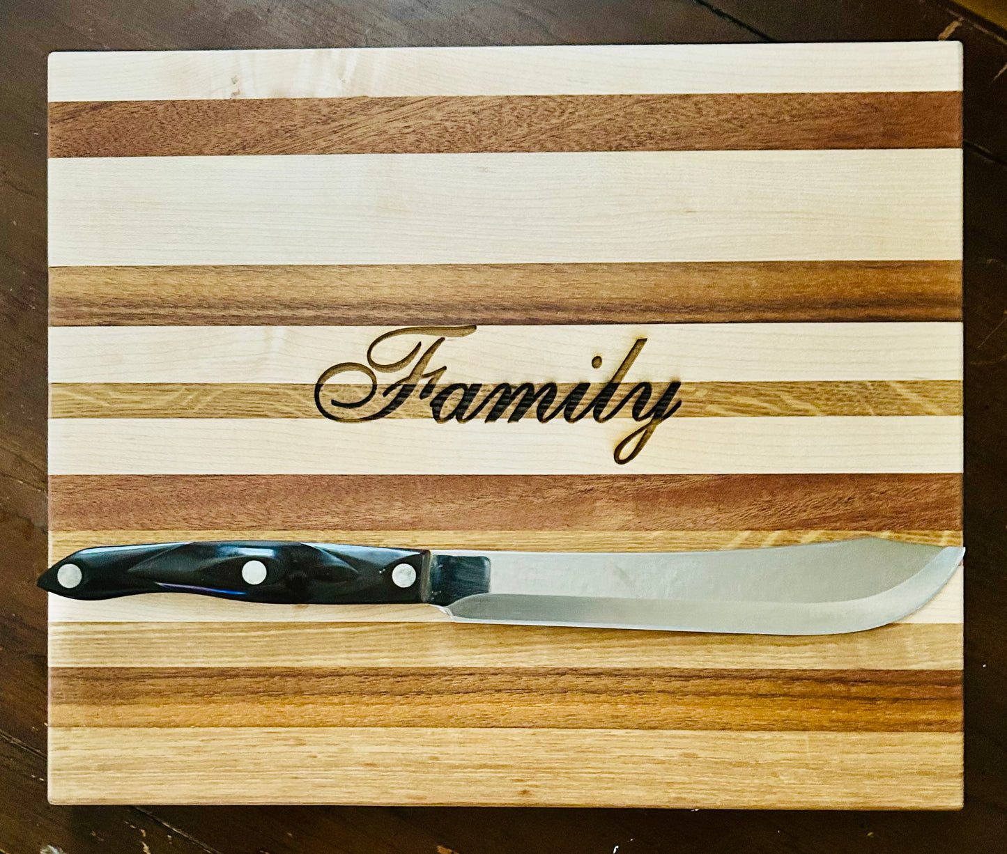 High Quality- Handcrafted- Laser Engraved Wooden “Family” Cutting Board